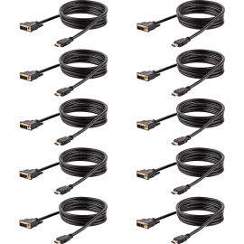 StarTech.com 6ft (1.8m) HDMI to DVI Cable, DVI-D to HDMI Display Cable (1920x1200p), 10 Pack, Black, HDMI to DVI-D Adapter Cord M/M