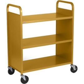 BKTRK DOUBLE-SIDE 3 FLAT SHELVE 5IN CASTERS CHAMPAGNE PAINT