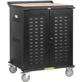 Tripp Lite Safe-IT UV Locking Storage Cart for Mobile Devices and AV Equipment, Wood-Grain Top