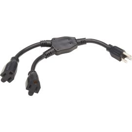 Tripp Lite Extension Cord Y Splitter, NEMA 5-15P to 2x NEMA 5-15R - Heavy Duty, 15A, 120V, 14 AWG, 1 ft. (0.3 m), Black