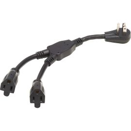 Eaton Tripp Lite Series Extension Cord Y Splitter, Right-Angle NEMA 5-15P to 2x NEMA 5-15R - Heavy Duty, 15A, 120V, 14 AWG, 1 ft. (0.3 m), Black