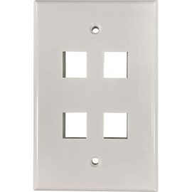 Tripp Lite Safe-IT 4-Port Single-Gang Keystone Wall Plate, Antibacterial, Ivory Gloss, TAA