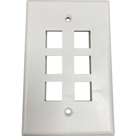 Tripp Lite Safe-IT 6-Port Single-Gang Keystone Wall Plate, Antibacterial, Ivory Matte, TAA