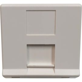 Tripp Lite 1-Port European-Style Insert, Unloaded Shuttered Angled Module, Icon Tab, White