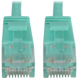 Tripp Lite Cat6a 10G Snagless Molded Slim UTP Ethernet Cable (RJ45 M/M), PoE, Aqua, 6 in. (15 cm)