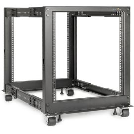 Rocstor SolidRack 12U Adjustable Depth Open Frame 4 Post Rack w/ Casters