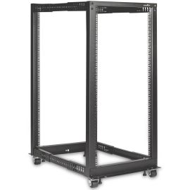 Rocstor SolidRack 25U Adjustable Depth Open Frame 4 Post Rack w/ Casters - Adjustable mounting depth of 23.5in-41in & 25.1 in Height - Includes Casters - Assembly Required - 1200 lb Static/Stationary Weight Capacity - Heavy-duty