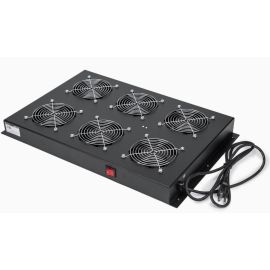 SolidRack Fan Tray for R3100 Rack- Rack Enclosure Cabinet Roof Mount Fan Panel Airflow Management 110v/120V - 5-15P - 6 Fan - For Rocstor SolidRack 42U Rack Cabinet - Black