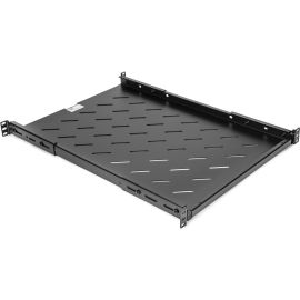 Rocstor 1U Universal Vented Rack Mount Shelf - 25.6in 650MM Shelf Depth - Black - 1U Rack Height x 19