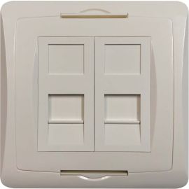 Tripp Lite 2-Port UK-Style Wall Plate, Unloaded Shuttered Module, White