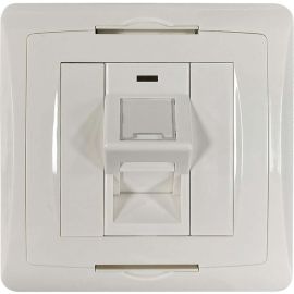 Tripp Lite 1-Port UK-Style Wall Plate, Unloaded Shuttered Angled Module, White