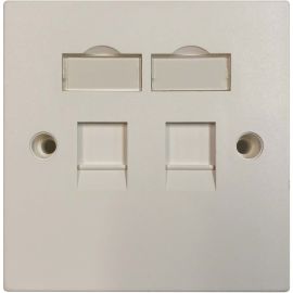 Tripp Lite 2-Port UK-Style Keystone Wall Plate, Unloaded Shuttered Module, White