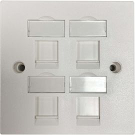 Tripp Lite 4-Port UK-Style Keystone Wall Plate, Unloaded Shuttered Module, White