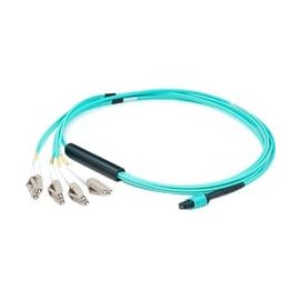 AddOn 5m MPO (Female) To 4xLC (Male) 8-Strand Aqua OM3 Duplex LSZH LOMM Fanout Cable