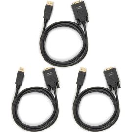 DISPLAYPORT TO VGA CABLE 6FT M/M-1080P-GOLD PLATTED-3 PACK-BLACK