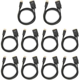 DISPLAYPORT TO VGA CABLE 6FT M/M-1080P-GOLD PLATTED-10PACK-BLACK