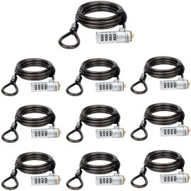 ROCBOLT PORTABLE SECURITY CABLE WITH COMBINATION LOCK-10FT-10 PACK