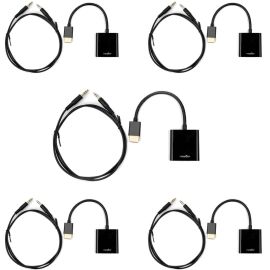 HDMI TO VGA+3.5MM AUDIO ADAPTER M/F-1920X1080-3 CABLE-5 PACK-BLACK