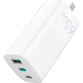 65W GAN PD CHARGER 2 X USB-C 1 X USB-A WHITE