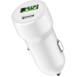 20W FAST CAR CHARGER 1 X USB-C 1 X USB-A WHITE