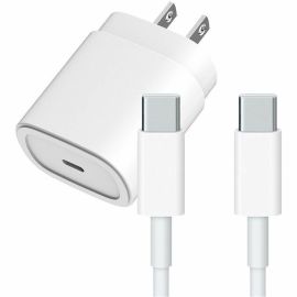 25W FAST PD CHARGER 1 X USB-C W/ 3FT USB-C CABLE WHITE