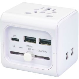 PRIUMUM WORLD TRAVEL PWR ADAPT W/ USB-C & DUAL-USB CHARGER PORTS