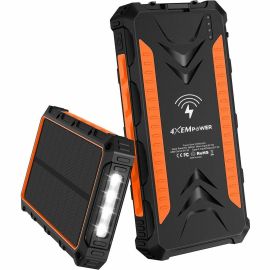 30000MAH SOLAR CHARGER ORANGE POWER BANK AND CHARGER USB-C USB-A