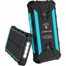 30000MAH SOLAR CHARGER BLUE POWER BANK AND CHARGER USB-C USB-A